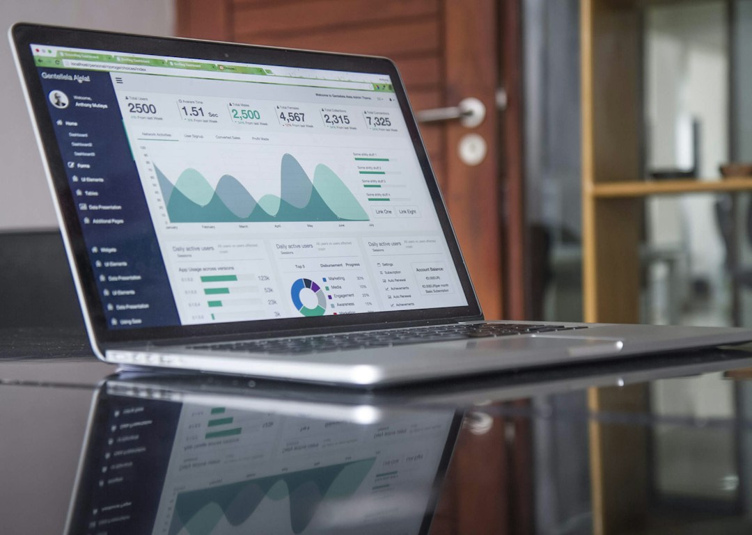 Laptop displaying website analytics and digital marketing performance charts